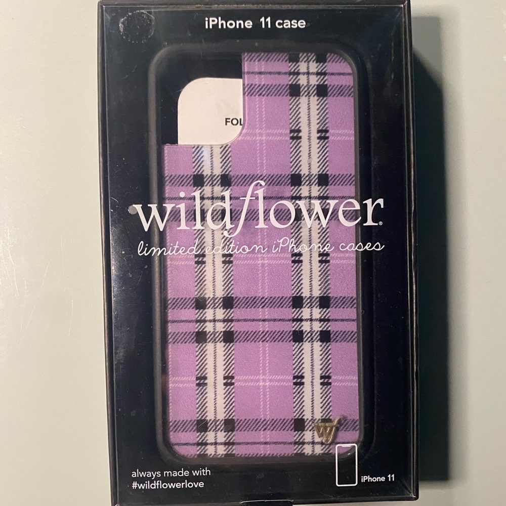 Purple plaid wildflower iPhone 11 case